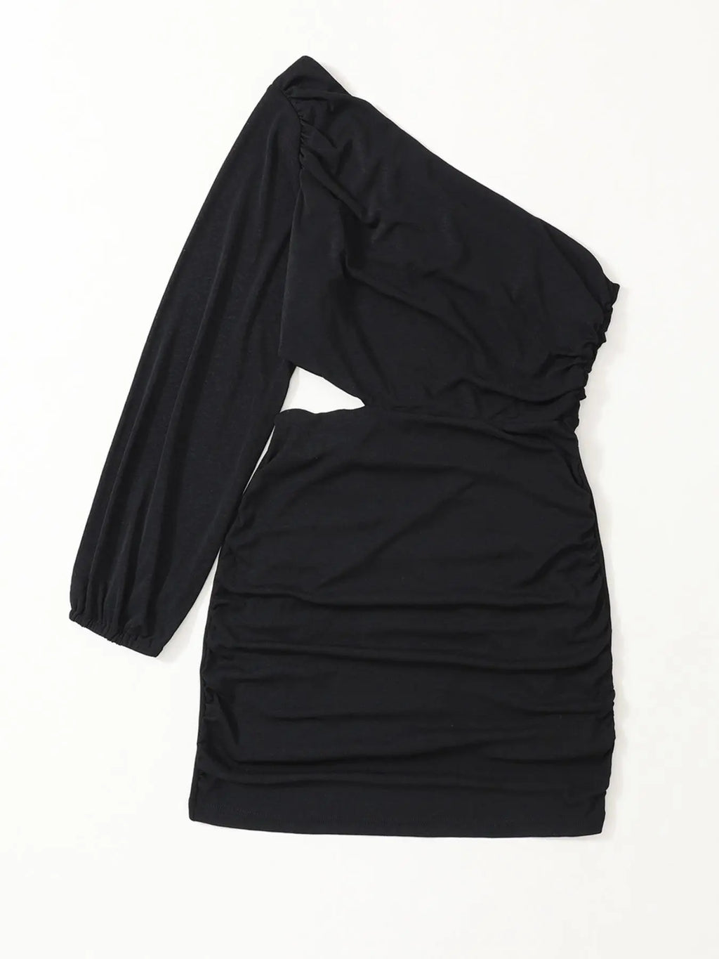 Asymmetric One-Shoulder Cutout Bodycon Dress for Women in Solid Color