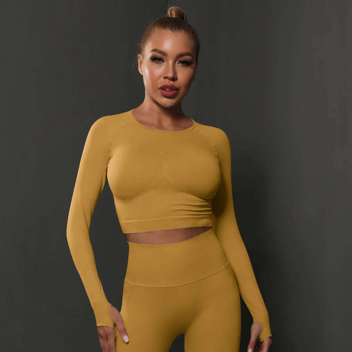 Women's Long Sleeve Yoga Top - Seamless Activewear for Fitness and Gym Workouts