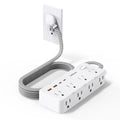 Surge Protector Power Strip with Flat Plug, 8 Outlets and 4 USB Ports (2 USB-C), 45° Ultra Thin Design, 5FT Cord, Wall Mountable for Office, Travel, and Dorm Use