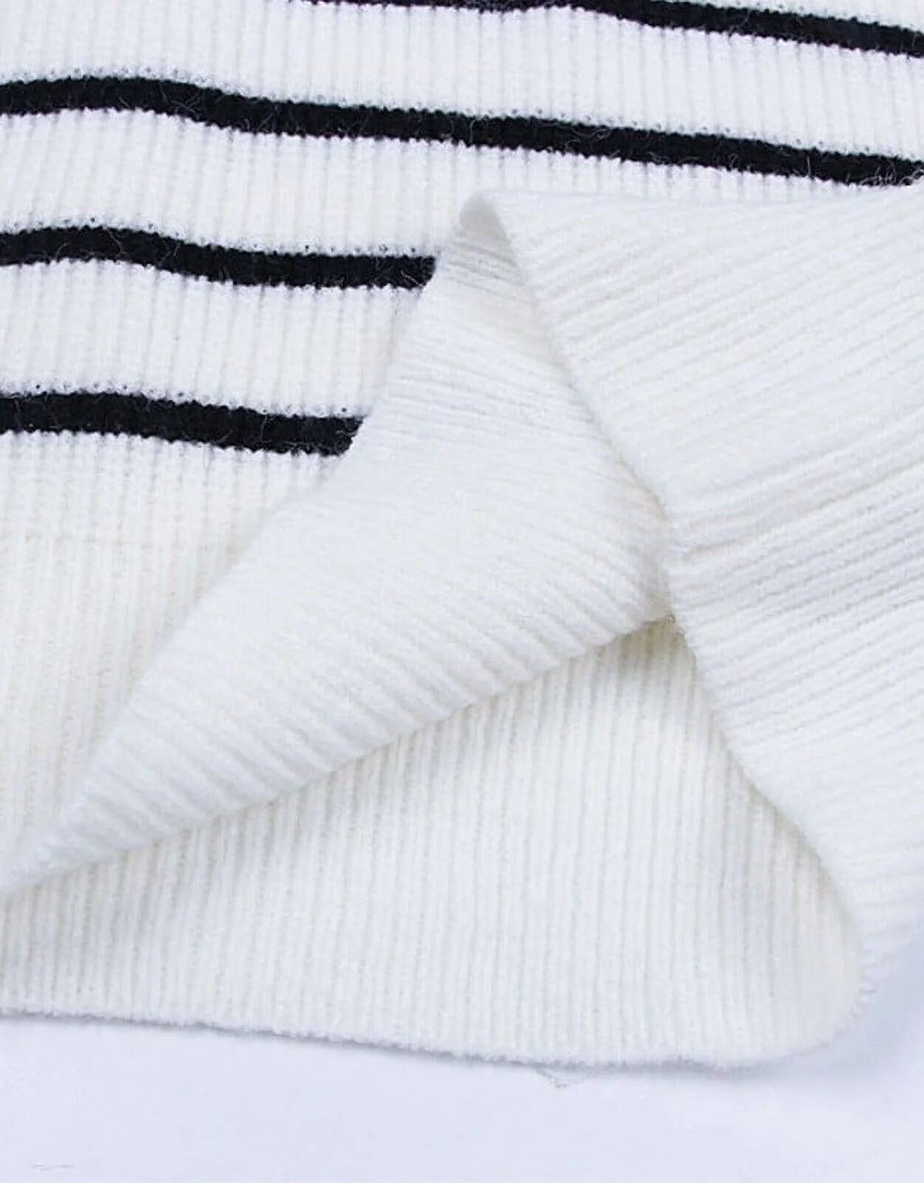 Women's Quarter Zip Striped Knitted Pullover Sweaters