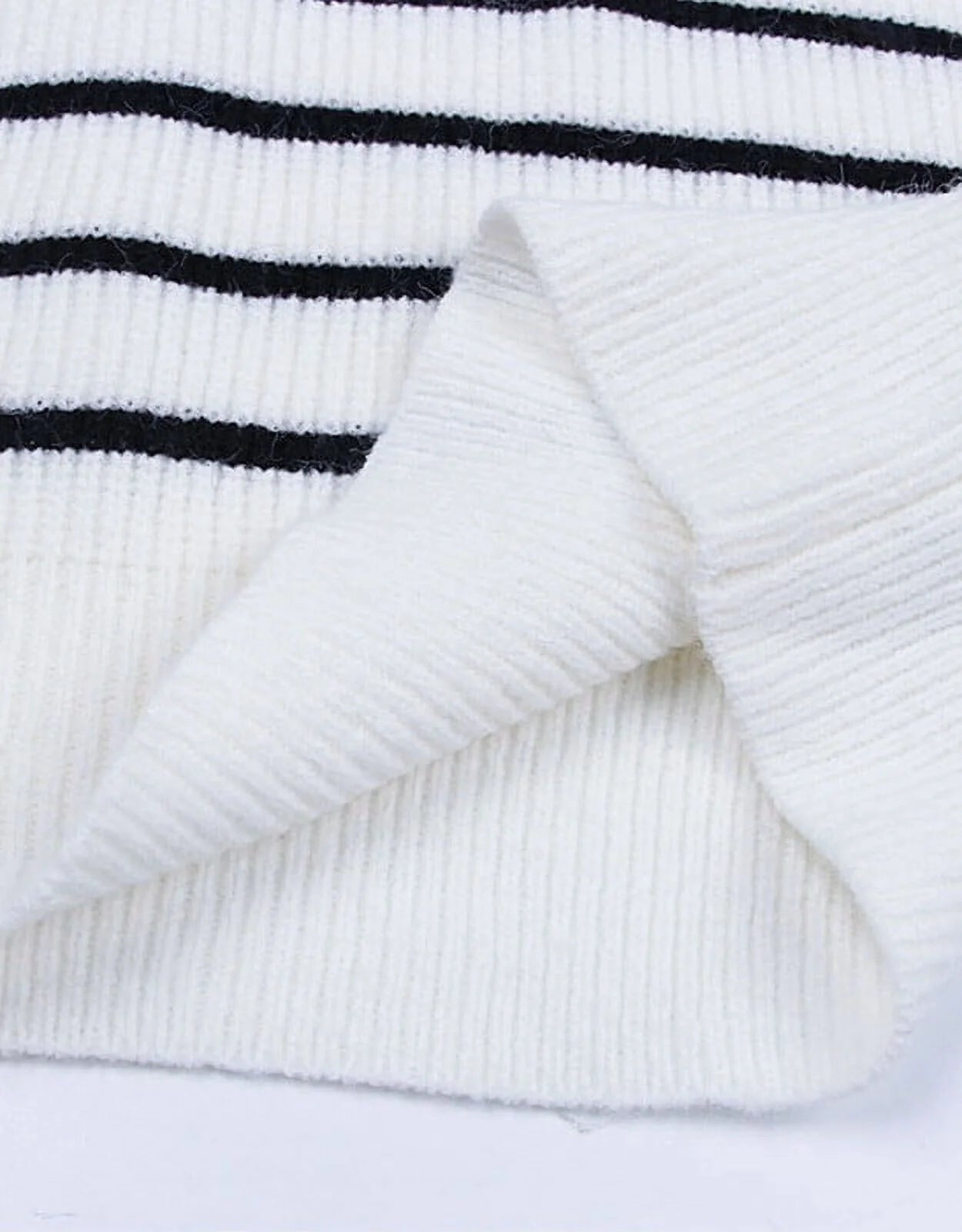 Women's Quarter Zip Striped Knitted Pullover Sweaters