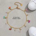 FLORIDECO Women's Adjustable Y2K Colorful Cherry Anklet - Dainty Gold Costume Jewelry for Summer Beach Wear