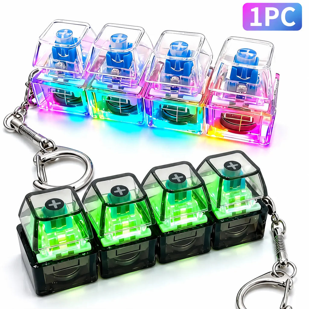 Professional Sensory Fidget Keychain with Light Emitting Feature, 4-in-1 Decompression Button, and Transparent Design for Stress Relief and Relaxation