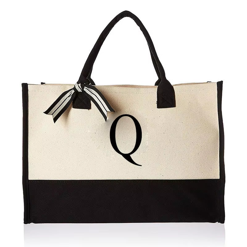 Fashionable Canvas Tote Bag with Floral Design - Versatile Beach and Shopping Handbag with Large Capacity, Available for Wholesale