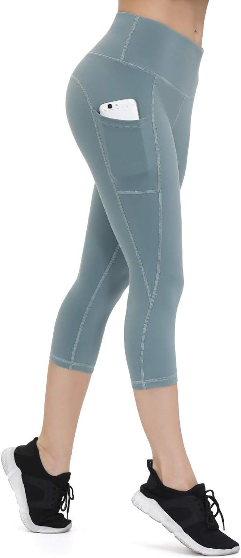 Women's Anti-Nail Yoga Leggings, Non-Transparent Tights with Phone Pockets and Tummy Control, Available in Full-Length and Capri Styles