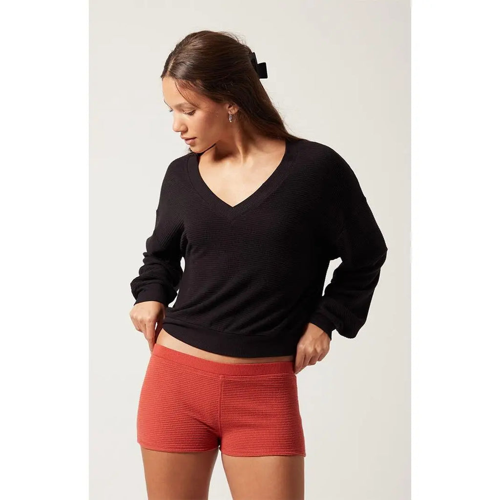 PAC 1980 Women'S Active Aspen Waffle Knit Quinn Micro Shorts