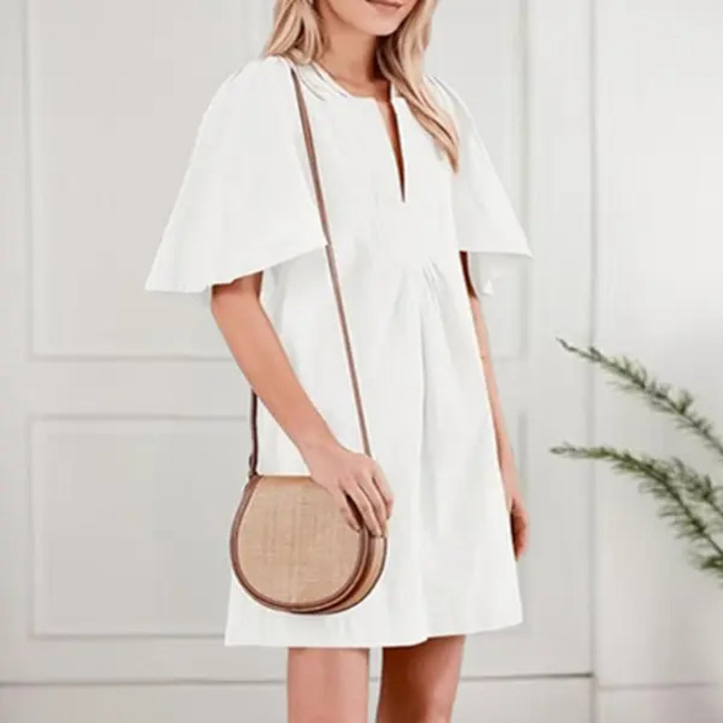 Kedera Women's Flutter Short Sleeve Mini Dress - Casual V-Neck Loose Flowy Summer Shift Dress