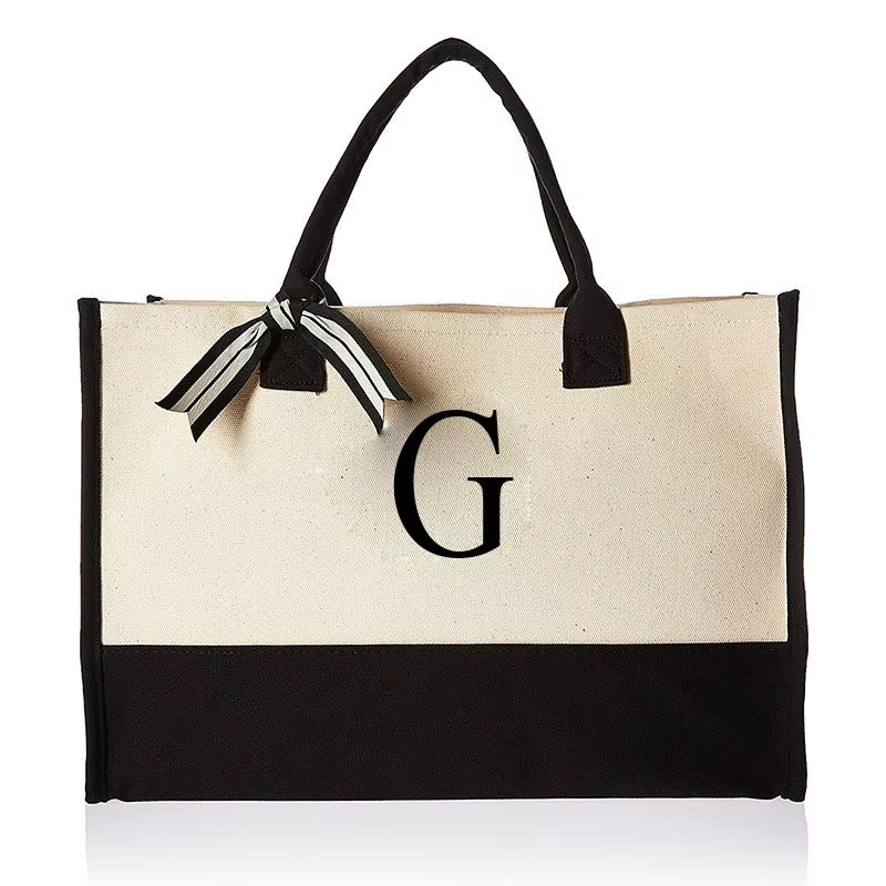 Fashionable Canvas Tote Bag with Floral Design - Versatile Beach and Shopping Handbag with Large Capacity, Available for Wholesale