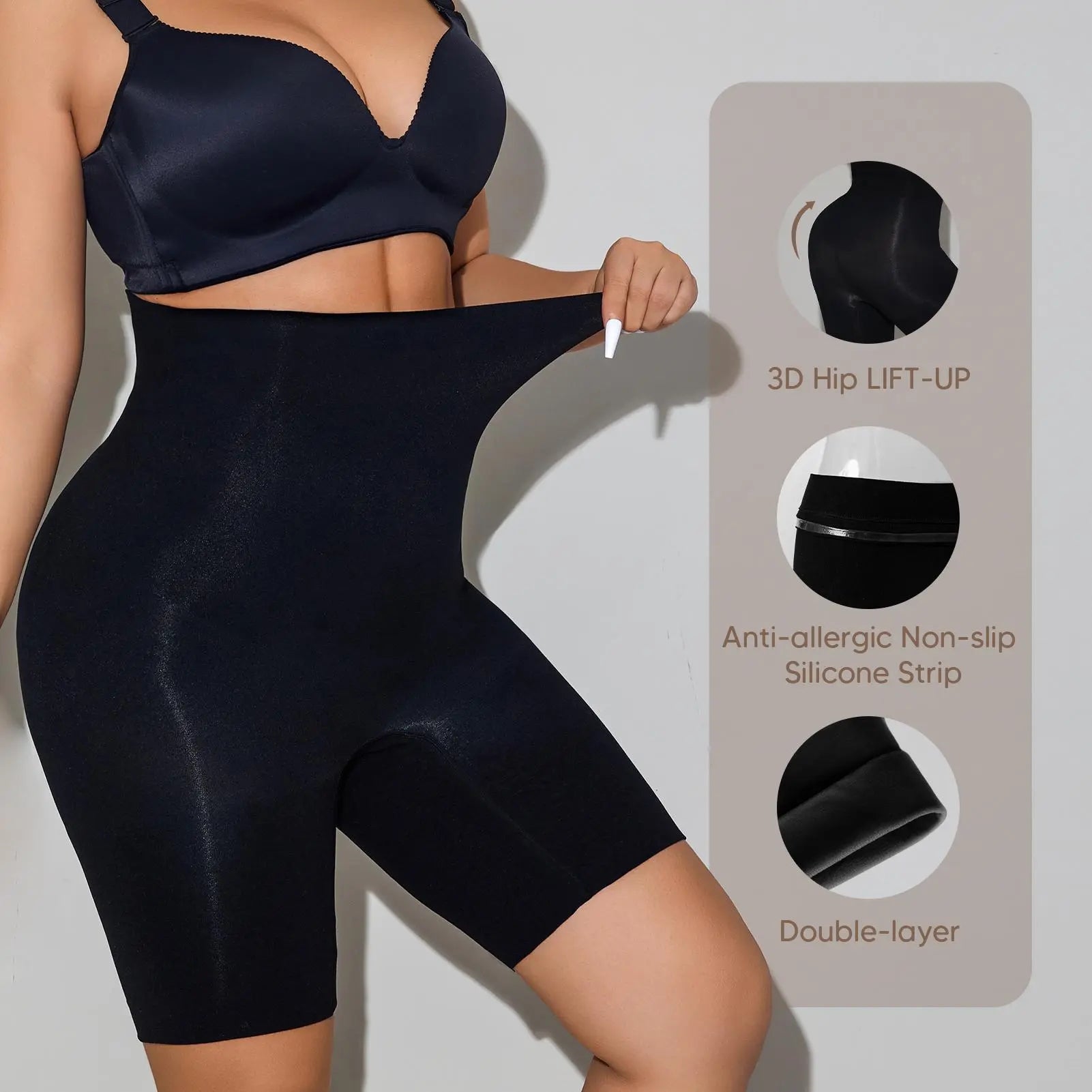 MUEE Women's High Waist Lycra Shapewear Shorts - Tummy Control, 3D Hip Lift, and Thigh Slimming - Black and Nude, Set of 2