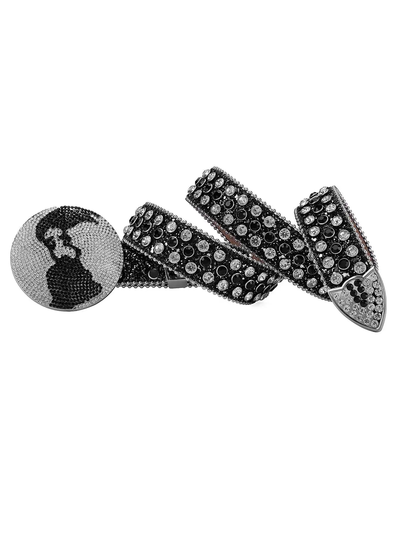 Rhinestone-Embellished Bb Belt: Stylish Designer Accessory for Men and Women, Perfect for Everyday and Formal Attire