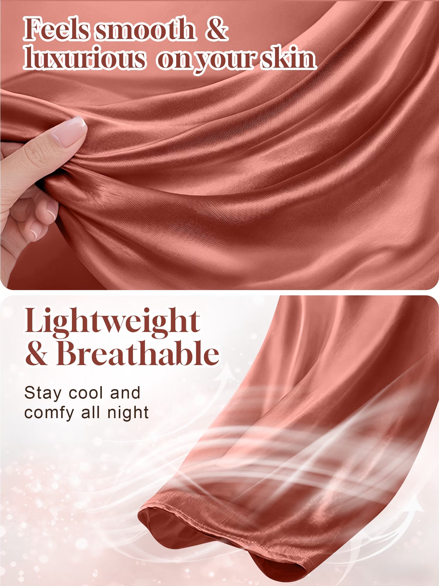 Women's Silk Satin Two-Piece Pajama Set: Short Sleeve Shirt and Long Pants, Soft Sleepwear Loungewear, Available in Caramel and Sizes S-XXL