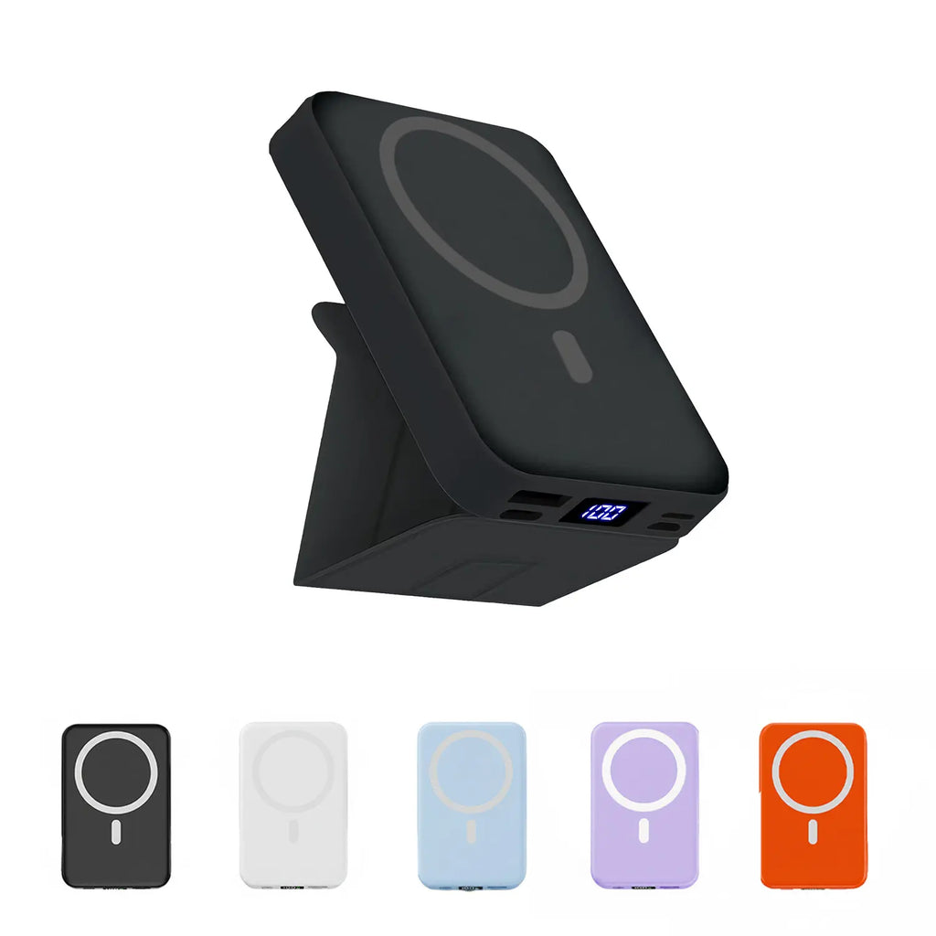 10,000mAh Rechargeable Power Bank - Wireless MagSafe Magnetic Portable Charger with 22.5W PD Fast Charging USB-C, LED Display, and Stand for iPhone 17/16/15/14/13/12 and Android Smartphones