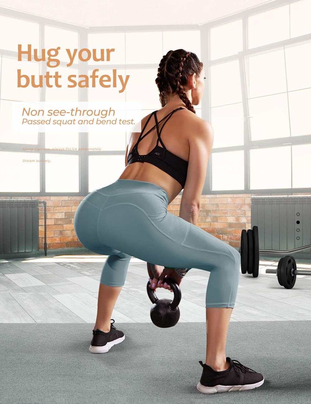 Women's Anti-Nail Yoga Leggings, Non-Transparent Tights with Phone Pockets and Tummy Control, Available in Full-Length and Capri Styles