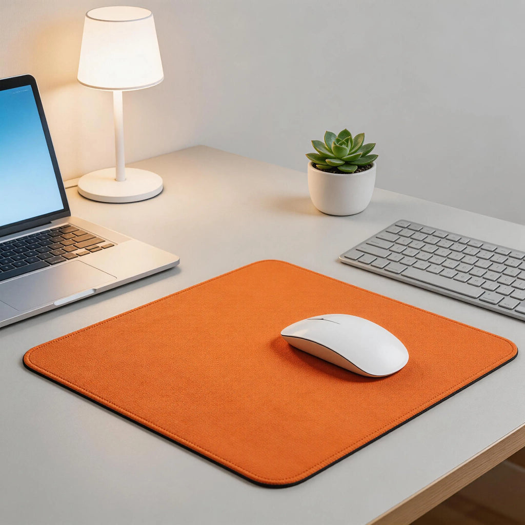 Premium Vibrant Orange Desk Mat with Stitched Edges, Non-Slip Base, Water-Resistant Surface for Office and Gaming, Easy to Clean