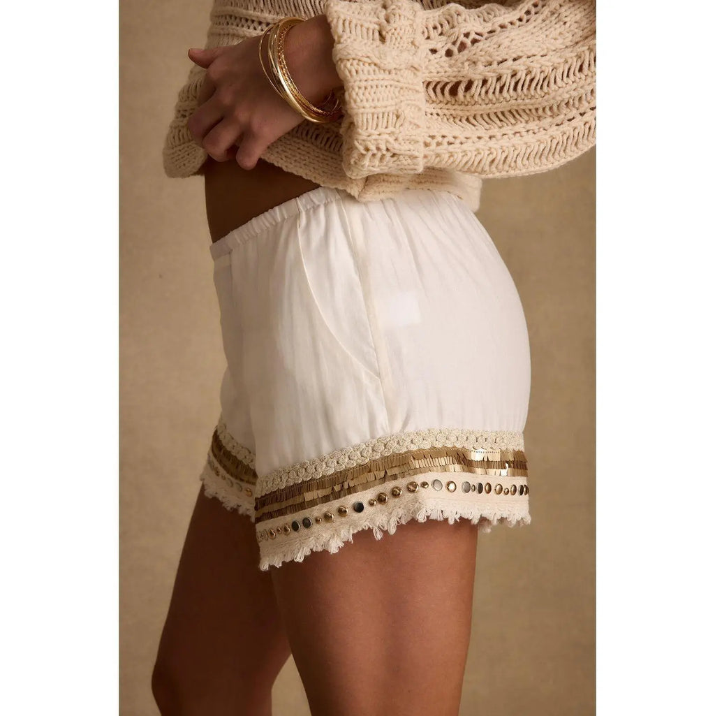 Nayeli Gold Embellished Shorts