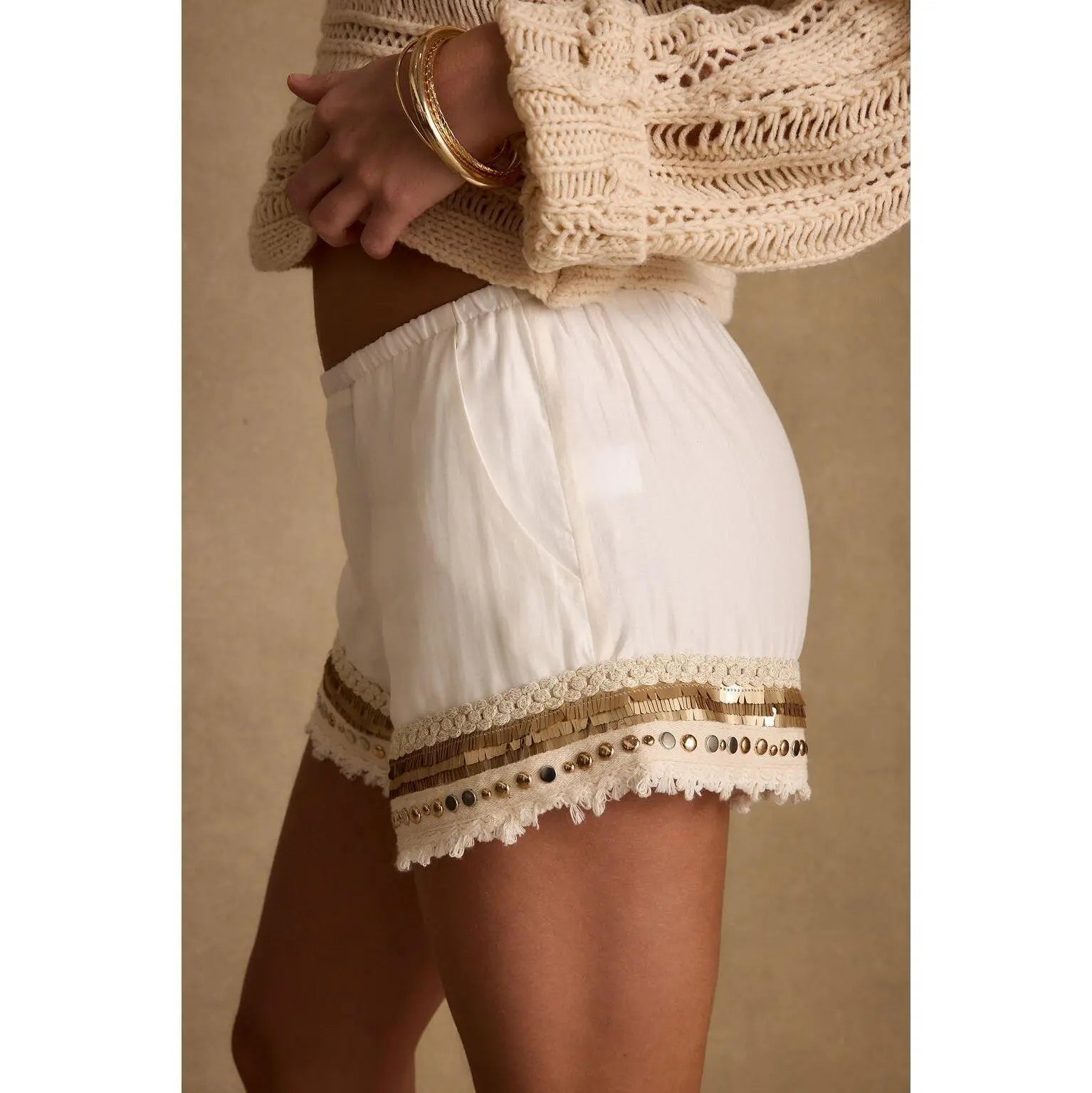 Nayeli Gold Embellished Shorts