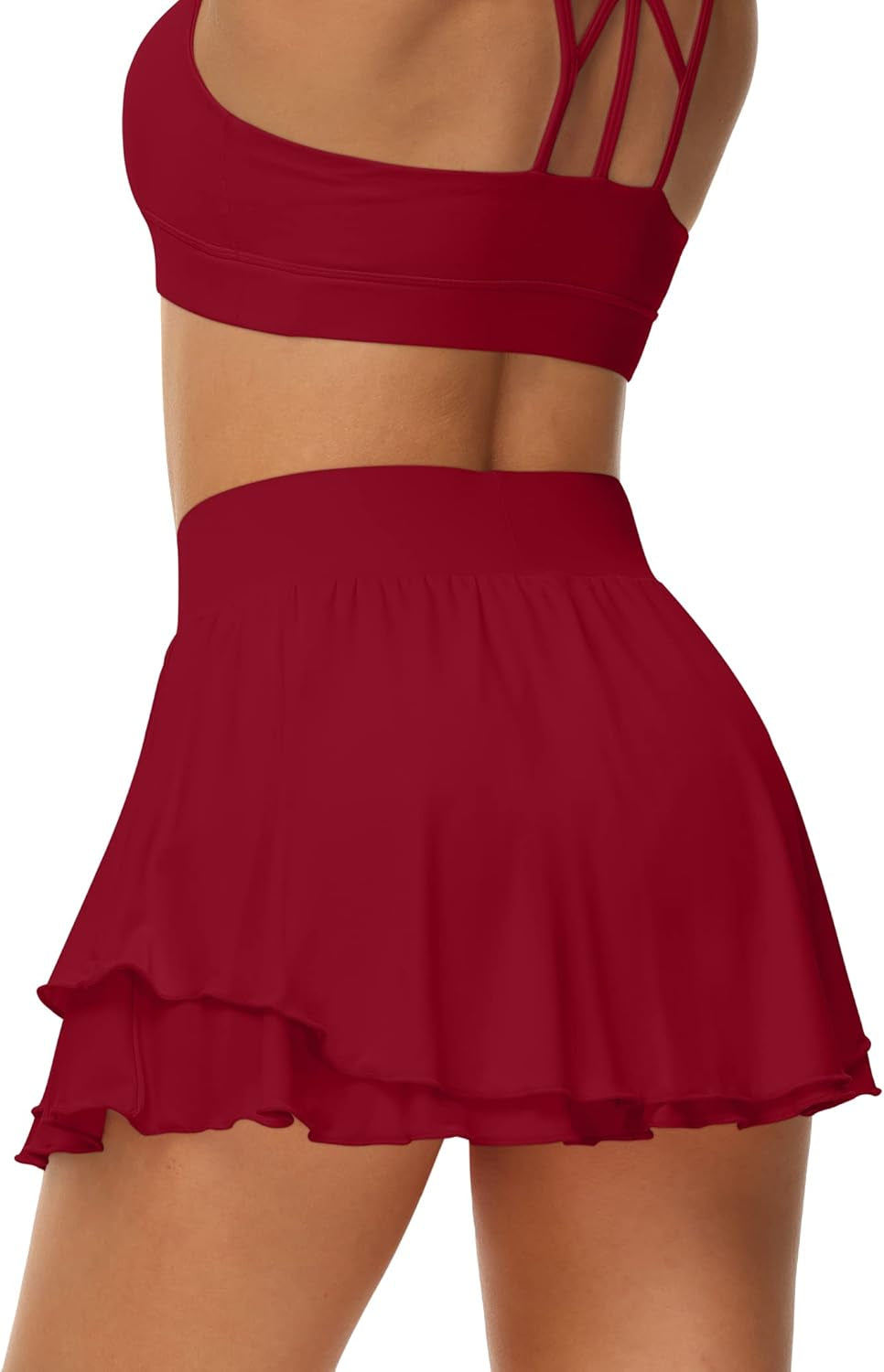 Women's Athletic Tennis Skirts with Pockets - 13-Inch Ruffle Golf and Running Skorts with Ice Silk and Built-in Shorts