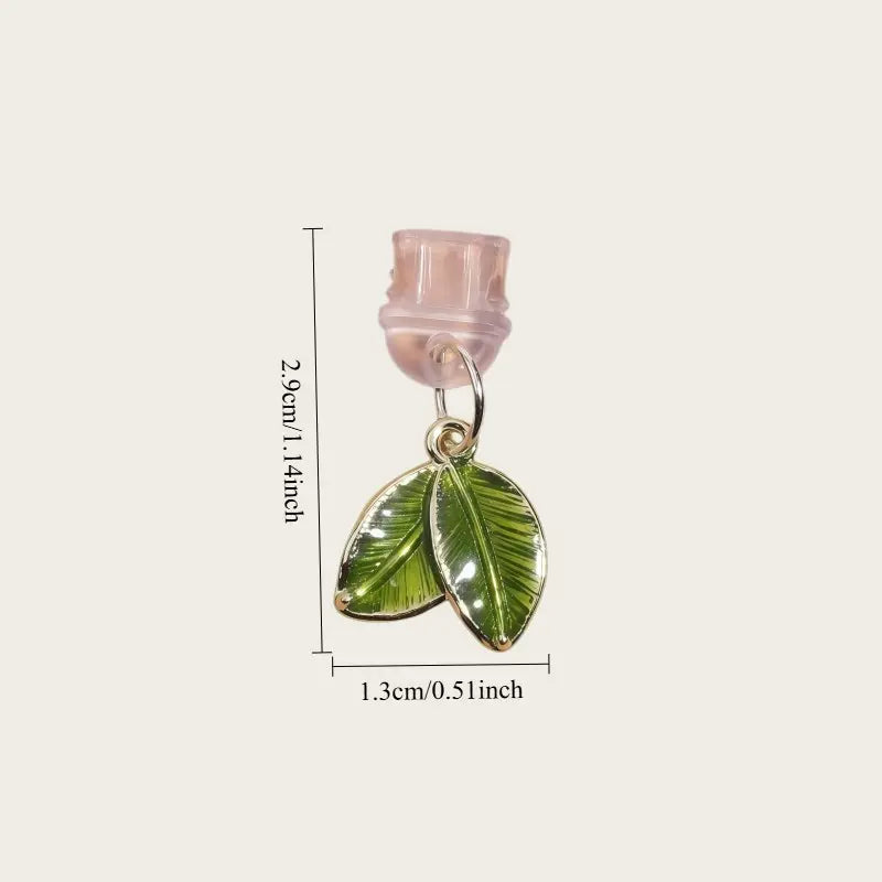 Mobile Phone Dust Plugs - Elegant Leaf Design Pendant for iPhone, Type-C, and Android Devices - Compact and Functional Cell Phone Accessories - Ideal for Gifting and Decoration
