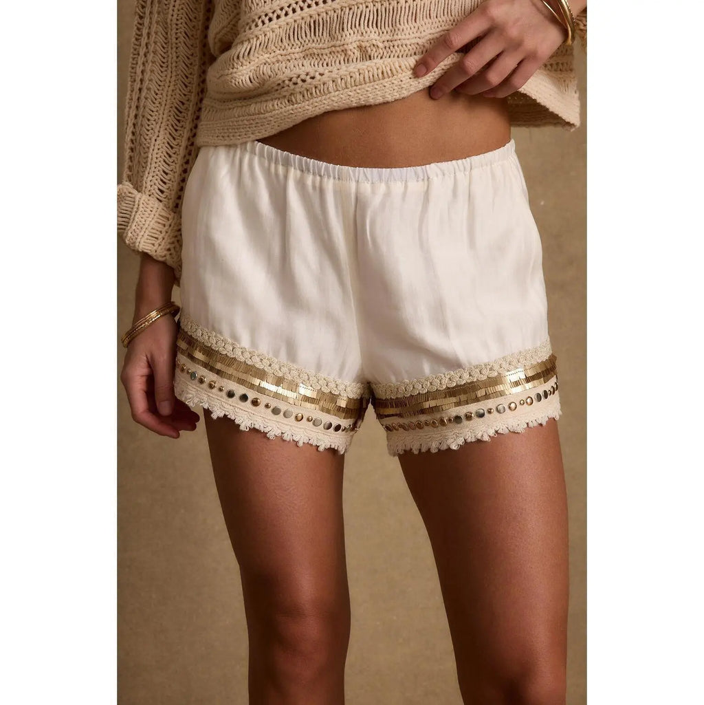 Nayeli Gold Embellished Shorts