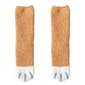 Women's Plush Cotton Socks with Cute Animal Paw Cartoon Design for Comfortable Home and Sleep Wear