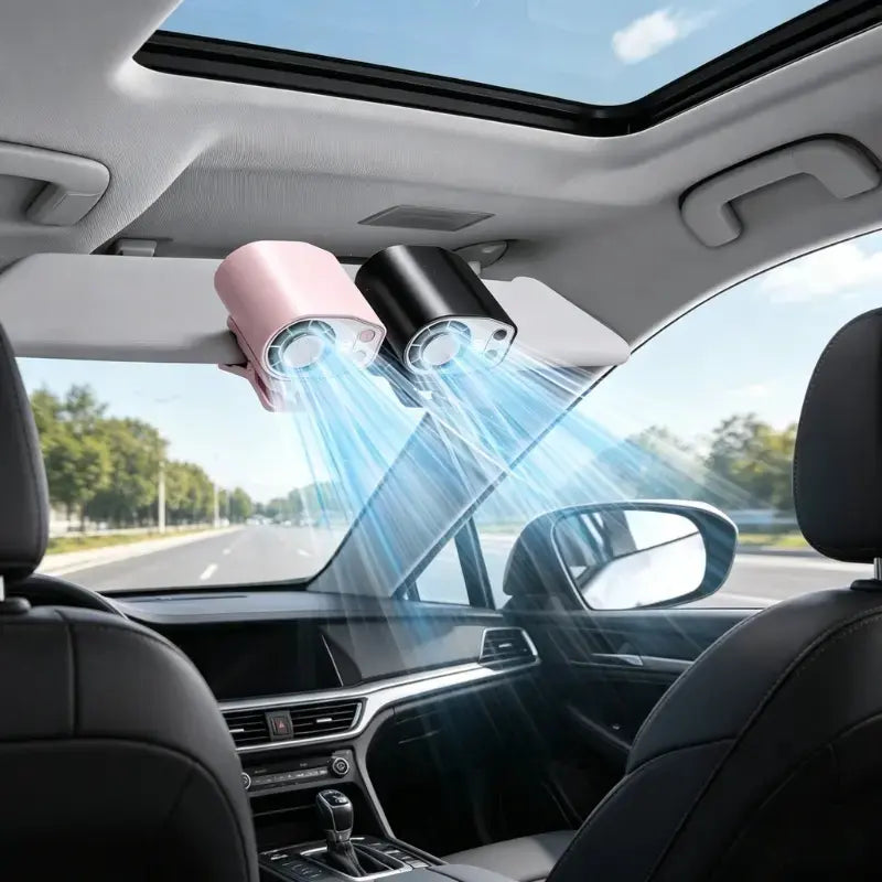 Joytutus 2026 Semiconductor Cooling Car Clip-On Fan with LED Display - 360° Rotation, 100 Speed Settings, USB Rechargeable, 16℃ Semi-Cooling, Wide Clamp, 20-Hour Battery Life, 3000mAh Battery