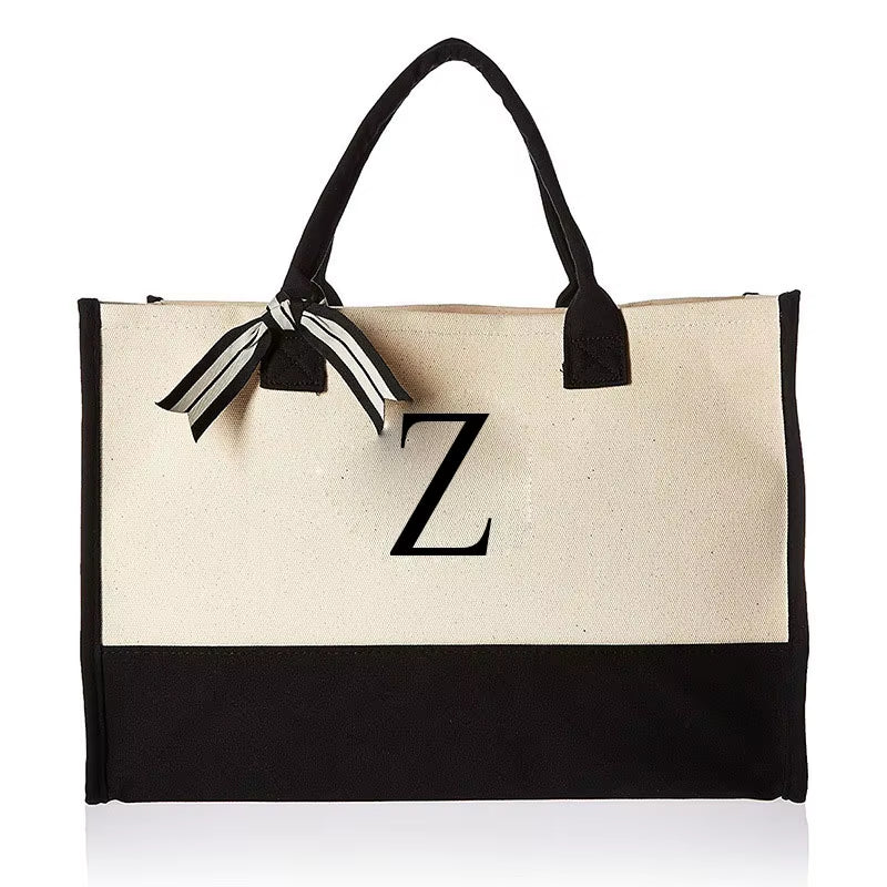 Fashionable Canvas Tote Bag with Floral Design - Versatile Beach and Shopping Handbag with Large Capacity, Available for Wholesale
