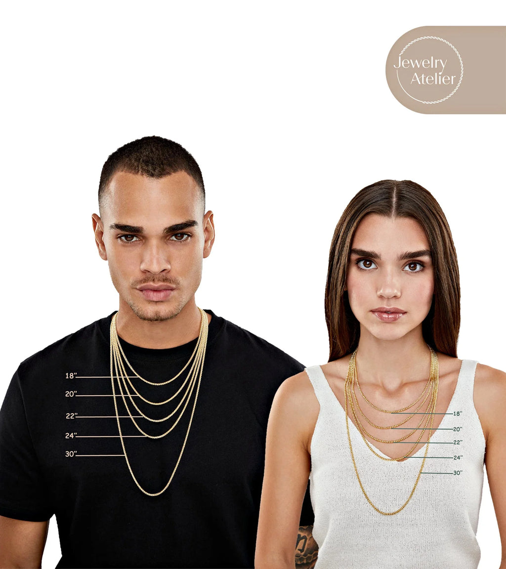 Gold Chain Necklace Collection - 14K Solid Yellow Gold Filled Round Wheat and Palm Chain Necklaces for Men and Women in Various Sizes (2.5mm and 3.2mm)