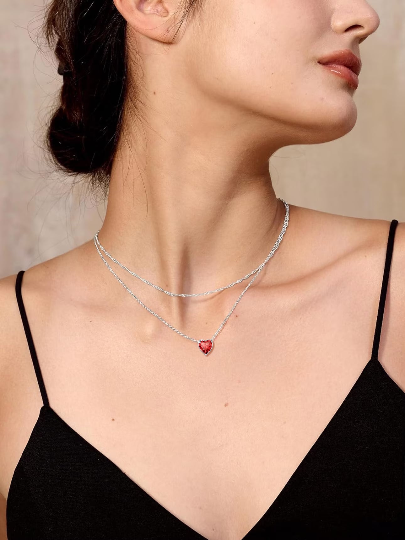 925 Sterling Silver Birthstone Heart Necklace - Ideal Valentine's Day Gift for Her