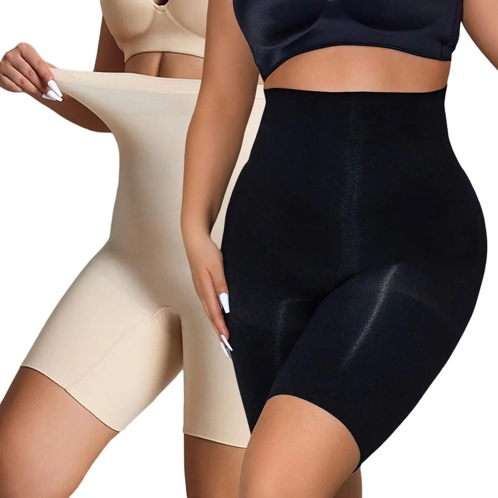 MUEE Women's High Waist Lycra Shapewear Shorts - Tummy Control, 3D Hip Lift, and Thigh Slimming - Black and Nude, Set of 2