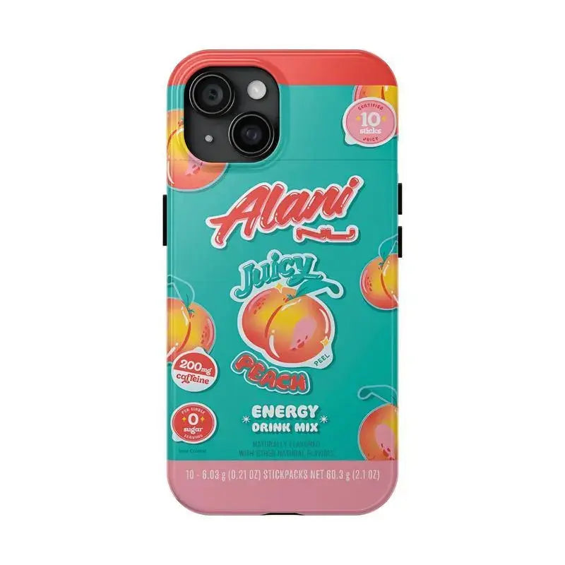 Alani Energy Drink Inspired Double-Layer Polycarbonate Phone Case with Summer Flavors Design for iPhone 16 Plus, 16, 15, 14, 13, 12 Pro Max Series