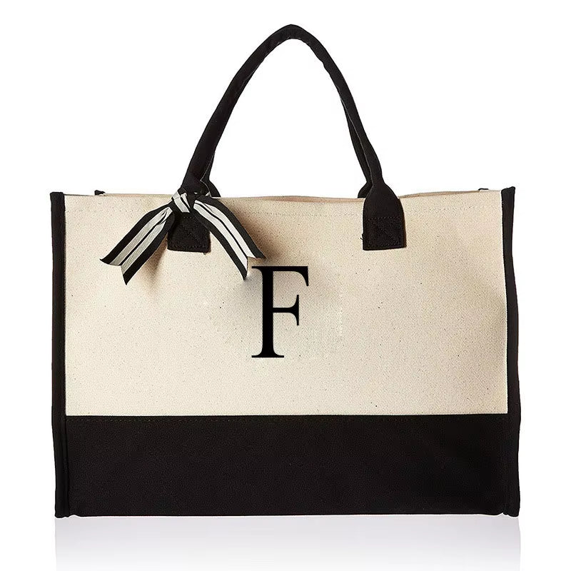 Fashionable Canvas Tote Bag with Floral Design - Versatile Beach and Shopping Handbag with Large Capacity, Available for Wholesale