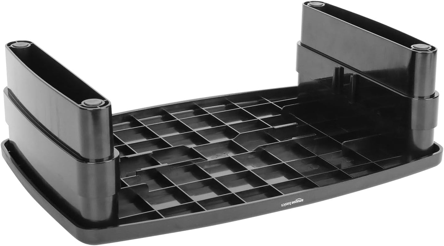 Height Adjustable Monitor Stand with Storage Organizer, 3-Level Stackable Design, Durable ABS Plastic, Supports up to 22 lbs, Suitable for Monitors and Laptops, Black