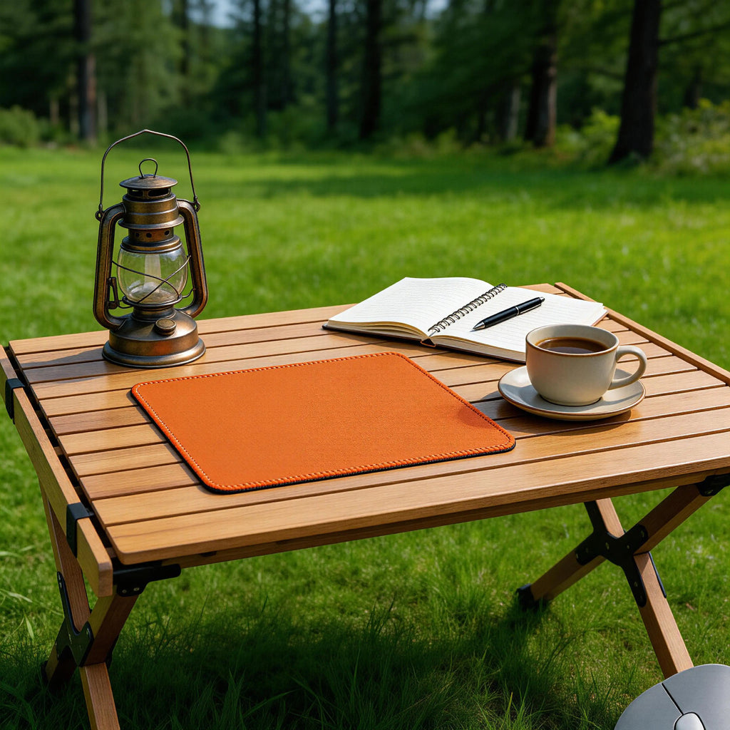 Premium Vibrant Orange Desk Mat with Stitched Edges, Non-Slip Base, Water-Resistant Surface for Office and Gaming, Easy to Clean