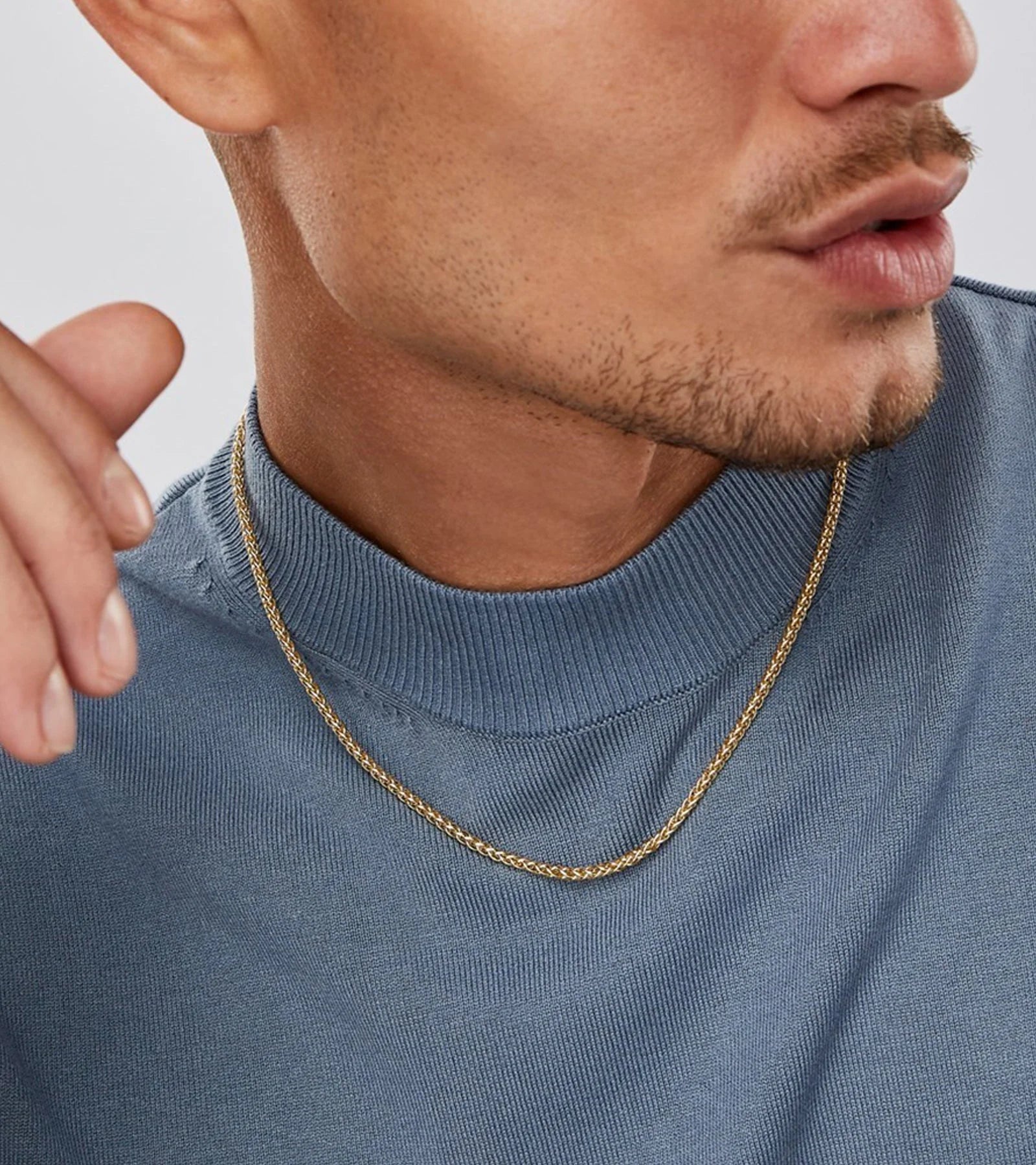Gold Chain Necklace Collection - 14K Solid Yellow Gold Filled Round Wheat and Palm Chain Necklaces for Men and Women in Various Sizes (2.5mm and 3.2mm)