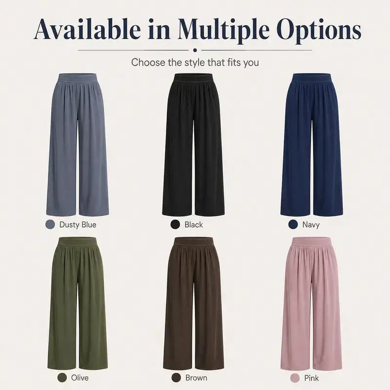 Women's High-Waisted Wide-Leg Lounge Sweatpants with Pockets - Lightweight Stretch Fabric and Elastic Waistband for Comfortable Casual Wear, Yoga, and Travel