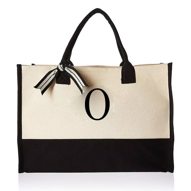 Fashionable Canvas Tote Bag with Floral Design - Versatile Beach and Shopping Handbag with Large Capacity, Available for Wholesale