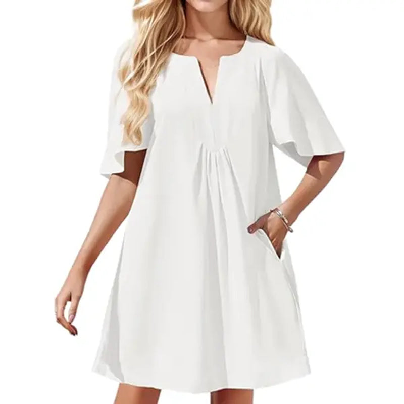 Kedera Women's Flutter Short Sleeve Mini Dress - Casual V-Neck Loose Flowy Summer Shift Dress