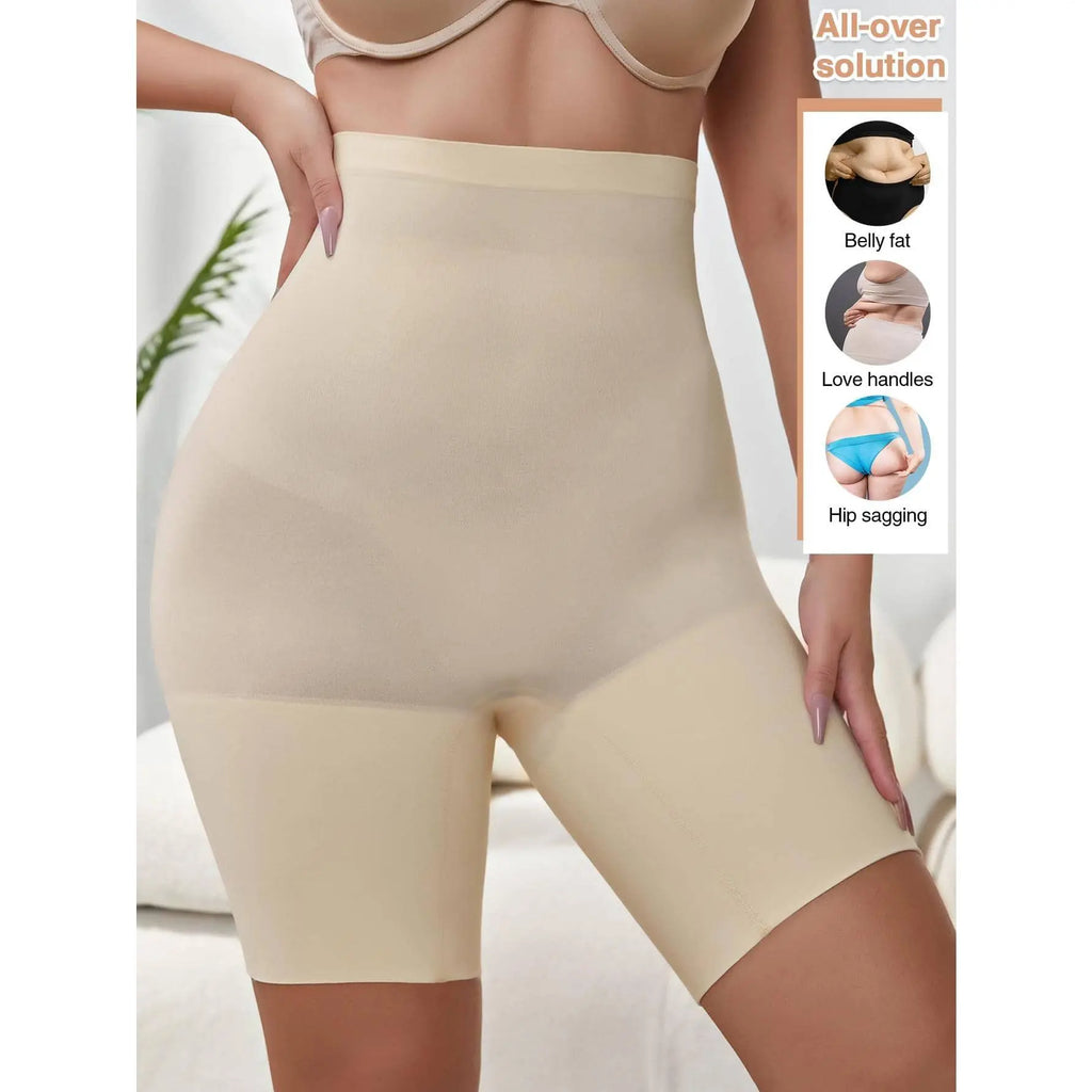 MUEE Women's High Waist Lycra Shapewear Shorts - Tummy Control, 3D Hip Lift, and Thigh Slimming - Black and Nude, Set of 2