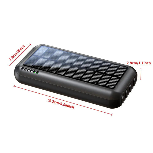 20000Mah Solar Powered Power Bank, 1 Count Large Capacity Mobile Phone Charger with 3 Outputs & 1 Input, Compatible with Iphone, Galaxy, Ipad & Other Electronic Products, Stocking Fillers Gift