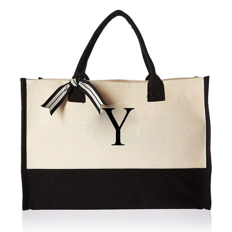 Fashionable Canvas Tote Bag with Floral Design - Versatile Beach and Shopping Handbag with Large Capacity, Available for Wholesale