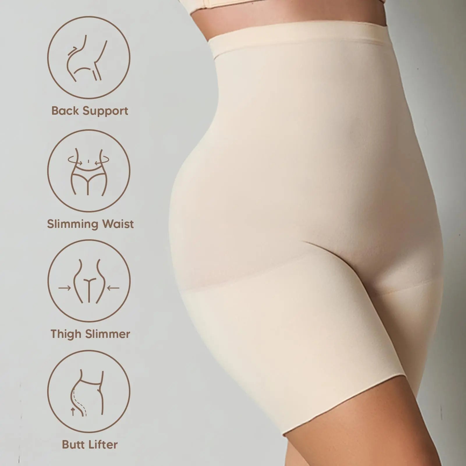 MUEE Women's High Waist Lycra Shapewear Shorts - Tummy Control, 3D Hip Lift, and Thigh Slimming - Black and Nude, Set of 2