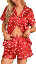 Women's Classic Silk Pajama Set - Short Sleeve Satin PJs, Lightweight 2-Piece Sleepwear for All Seasons, Ideal for Lounging and Special Occasions