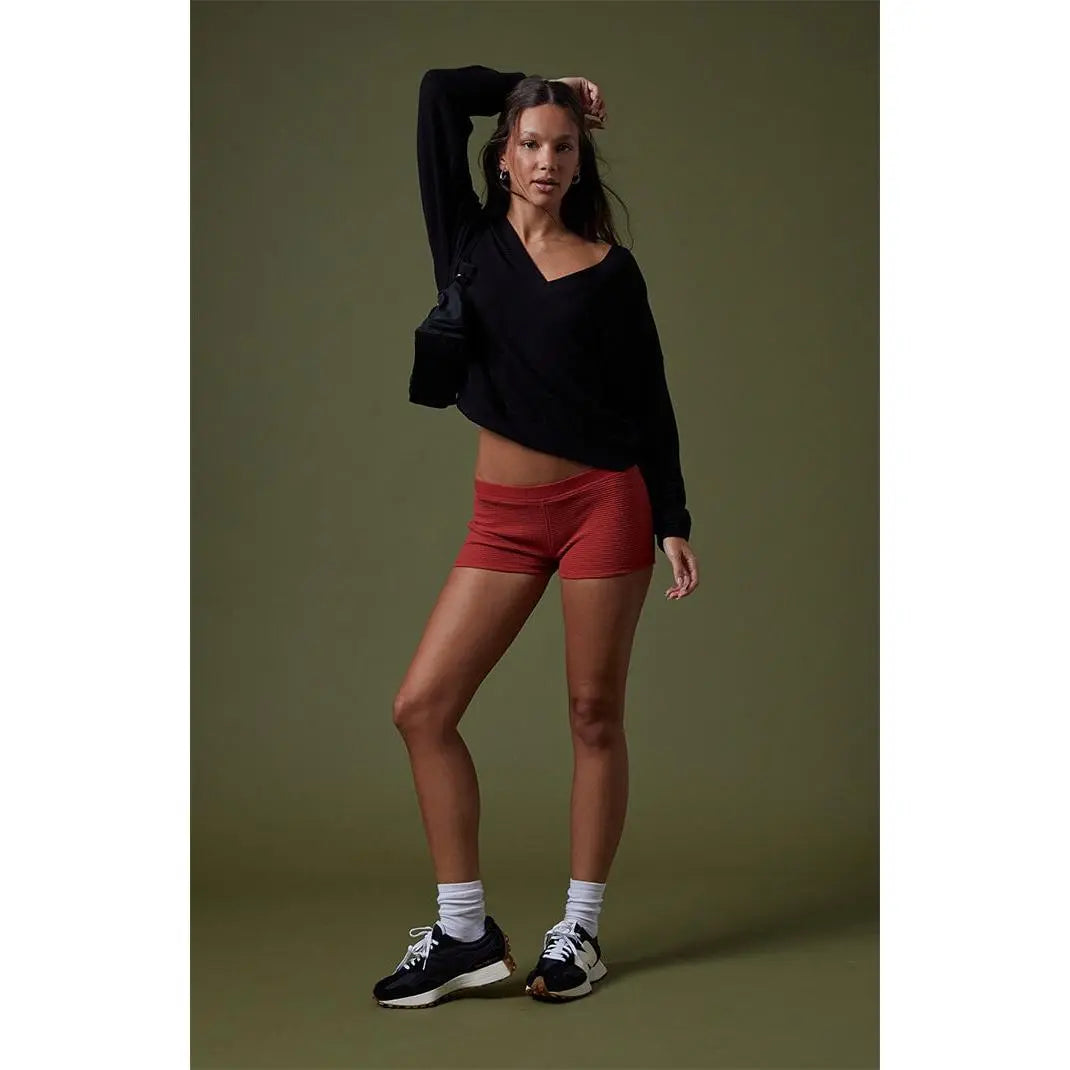 PAC 1980 Women'S Active Aspen Waffle Knit Quinn Micro Shorts