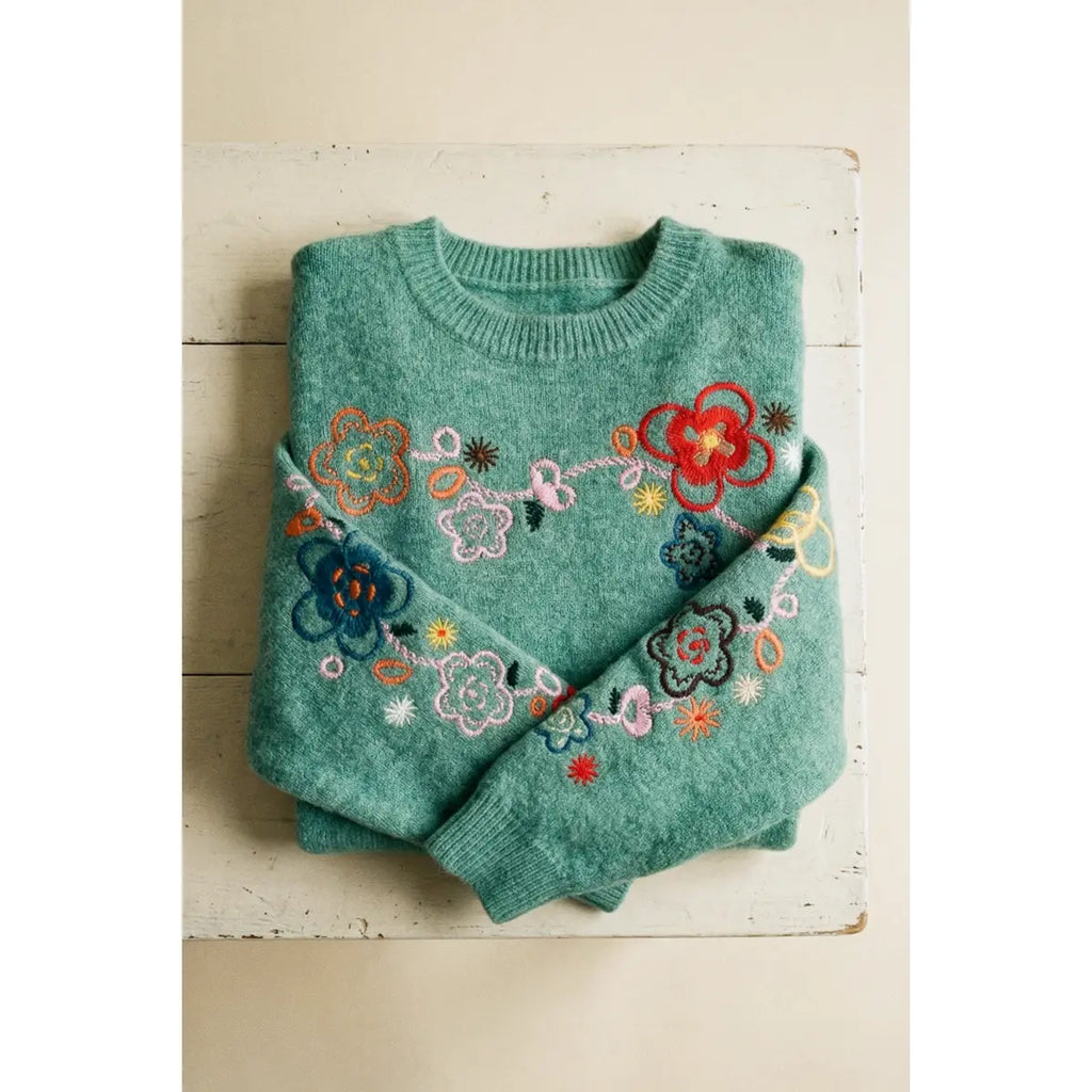 Embroidered Pullover Sweater