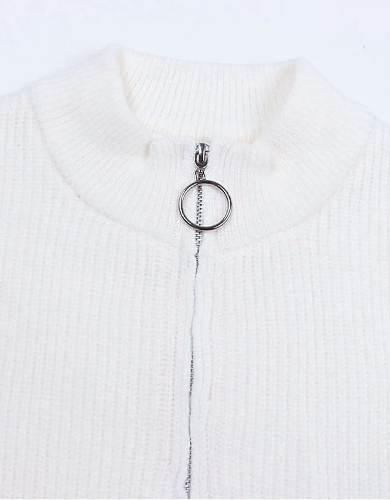 Women's Quarter Zip Striped Knitted Pullover Sweaters