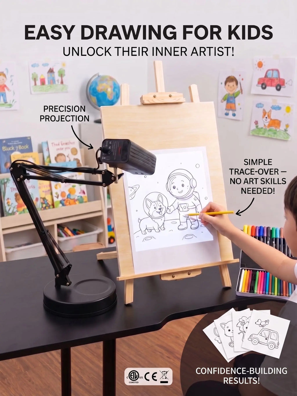 Art Tracing Projector with 360° Adjustable Arm - User-Friendly Digital Drawing Tool for Sketching, Painting, Wall Murals, and Cookie Decoration