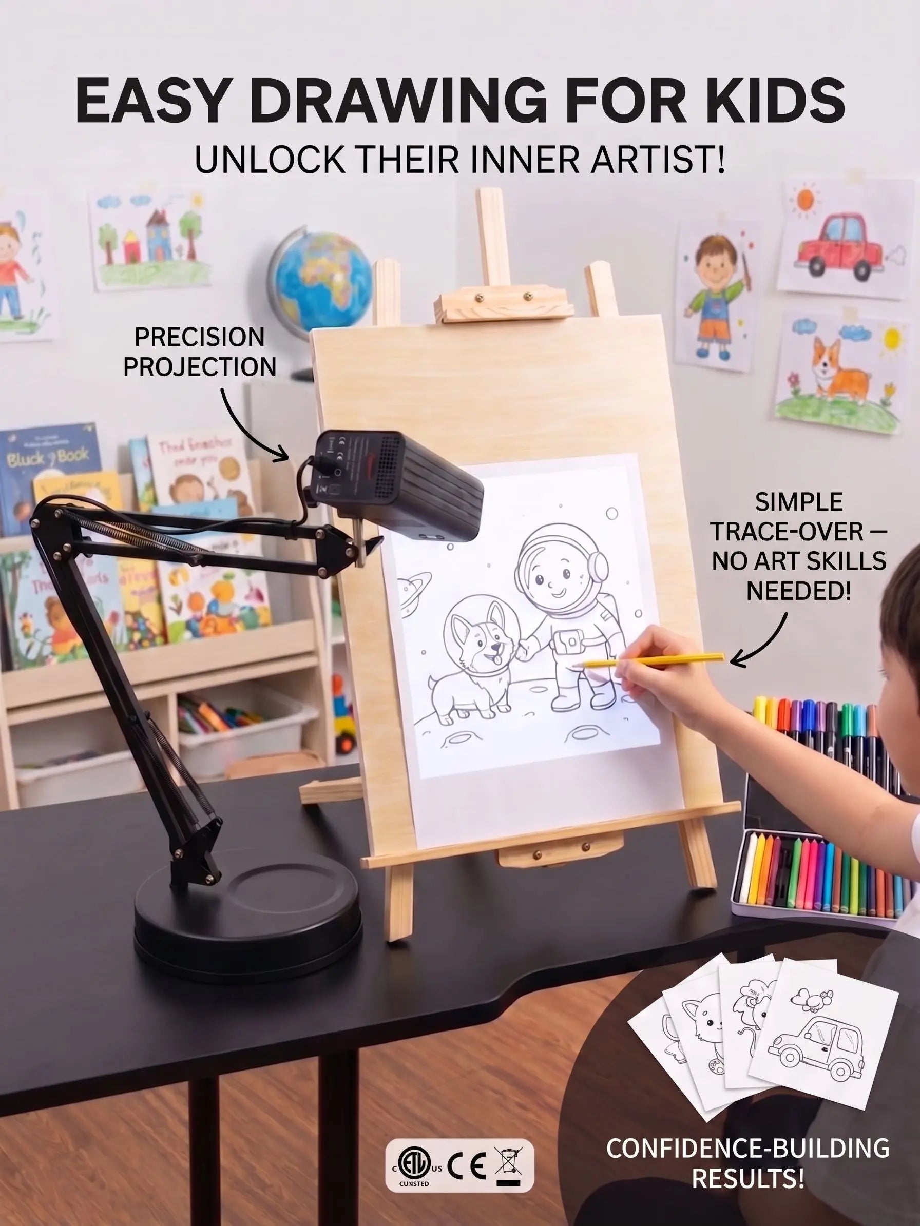 Art Tracing Projector with 360° Adjustable Arm - User-Friendly Digital Drawing Tool for Sketching, Painting, Wall Murals, and Cookie Decoration