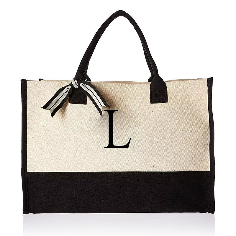 Fashionable Canvas Tote Bag with Floral Design - Versatile Beach and Shopping Handbag with Large Capacity, Available for Wholesale