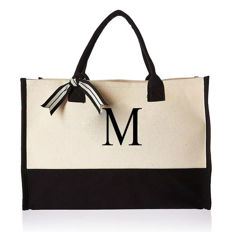 Fashionable Canvas Tote Bag with Floral Design - Versatile Beach and Shopping Handbag with Large Capacity, Available for Wholesale