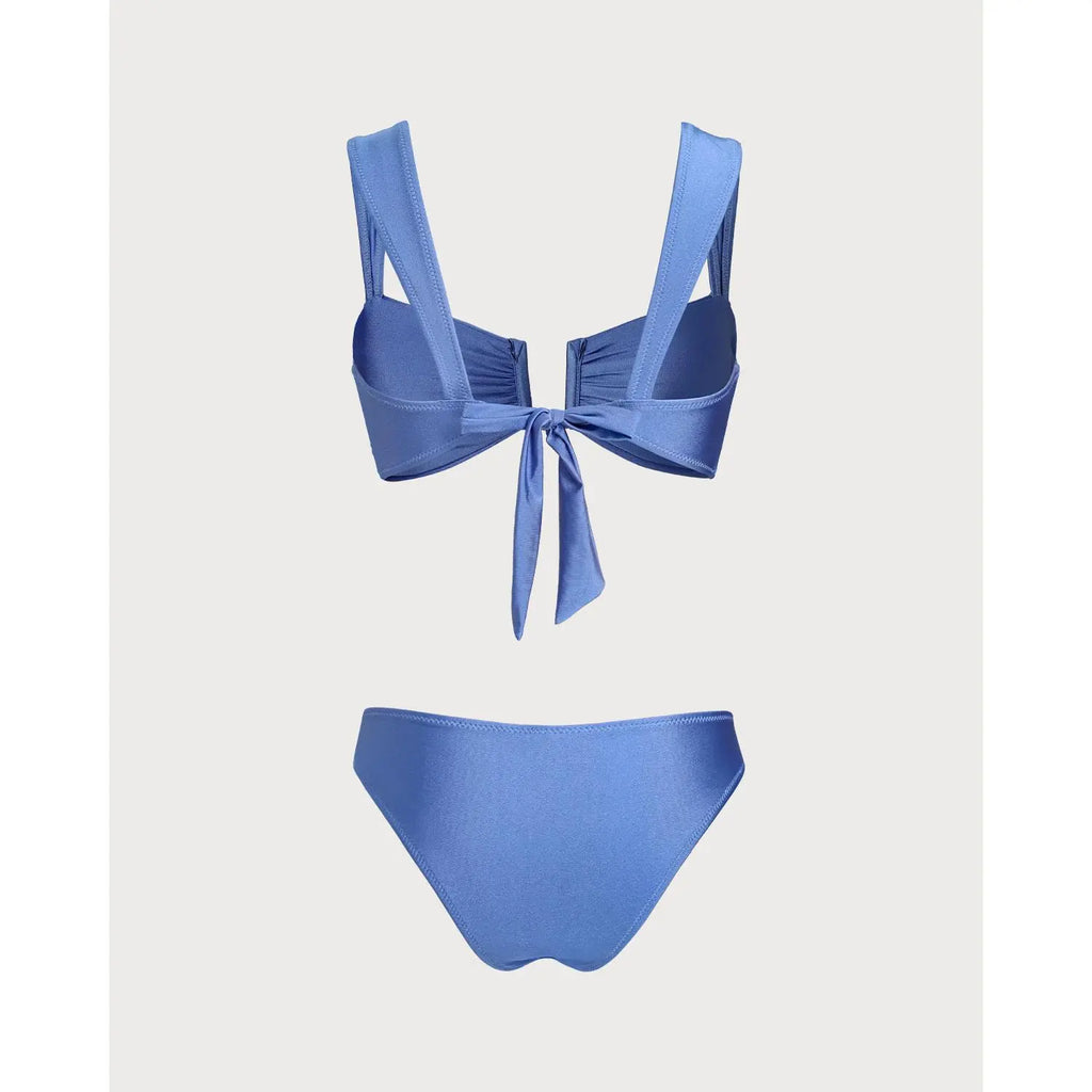 High-Stretch Blue Triangle Bikini Set